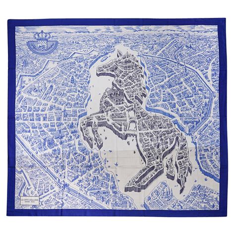 hermes la cite cavaliere|Hermes Scarf La Cite Cavaliere Bleu Royal Blanc Blue Encre.